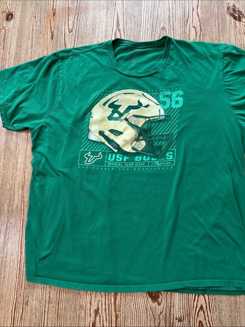 USF Men's Green Short Sleeve Team Helmet Graphic Tee